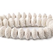 Lava perler. Rondeller. Off-white. Grade A. 11 x 7 mm